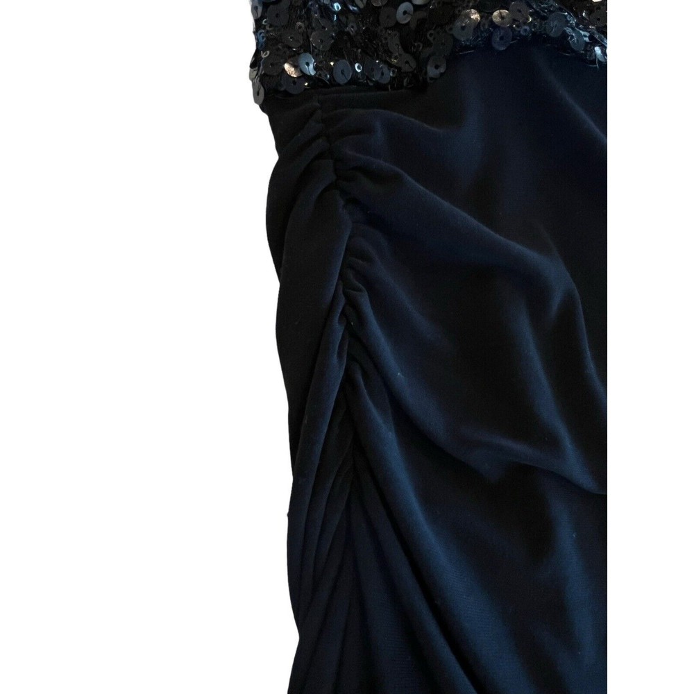 Lauren Ralph Lauren Sequined V Neck Wrap Black Midi Gown Dress Size 10 - Picture 7 of 10